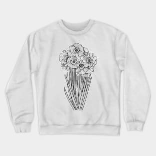 Daffodil bouquet in black and white Crewneck Sweatshirt